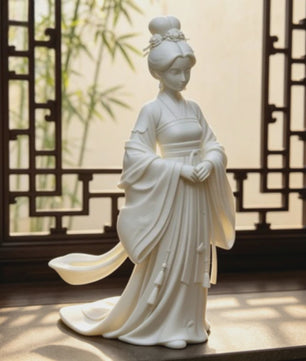Elegant Chinees Hanfu Damesbeeldje - Oosterse Sculptuur 12cm