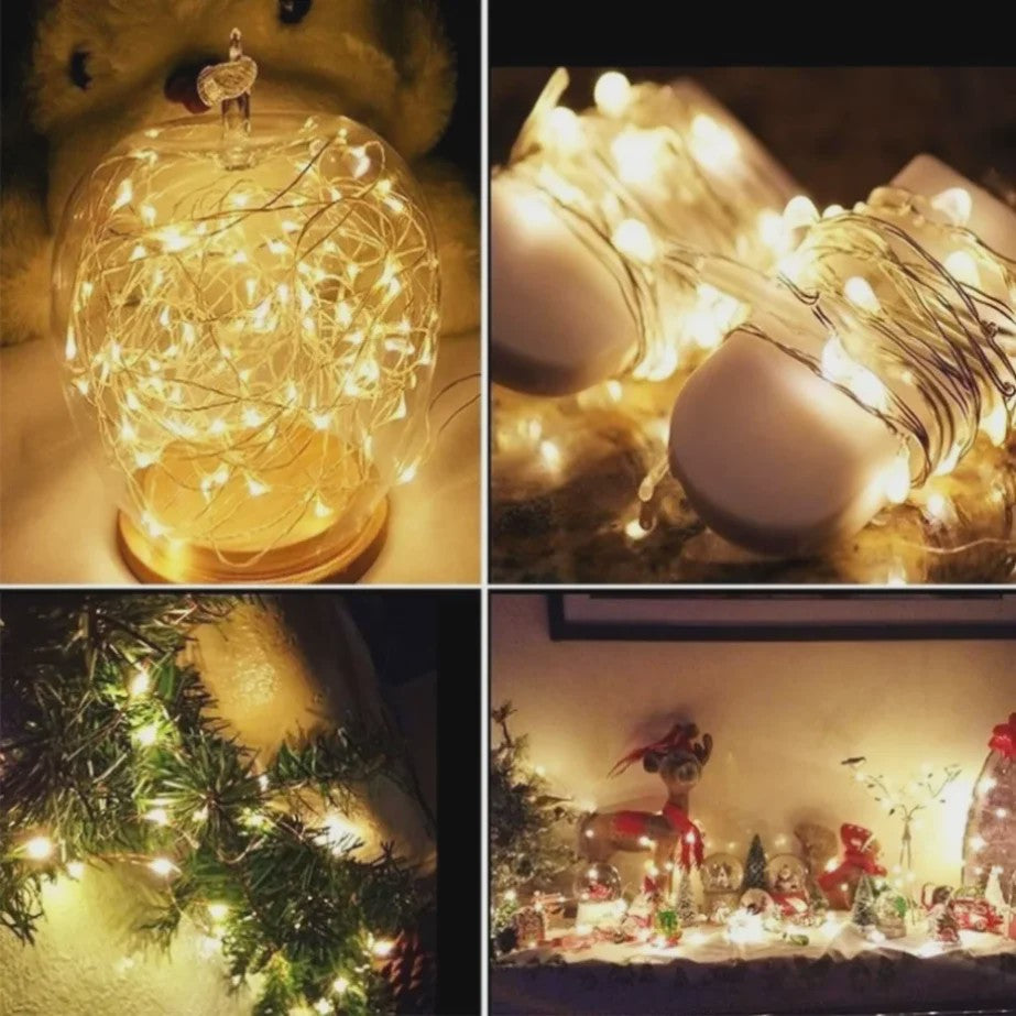 Set van 10x LED Koperdraad Lichtjes - 1m tot 5m - Sfeerverlichting voor Feest, Bruiloft, Kerst & Decoratie