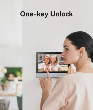 TMEZON 4-Draads Videosysteem: 7" Intercom met Deurtelefoon & Ontgrendelfunctie
