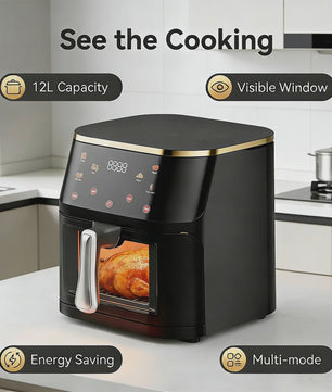 12L Digitale Airfryer XL met Zichtvenster - Gezond Frituren voor het Hele Gezin