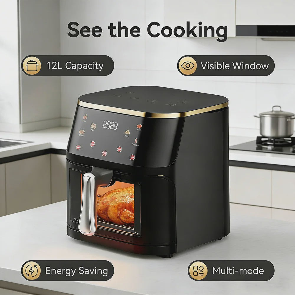 12L Digitale Airfryer XL met Zichtvenster - Gezond Frituren voor het Hele Gezin