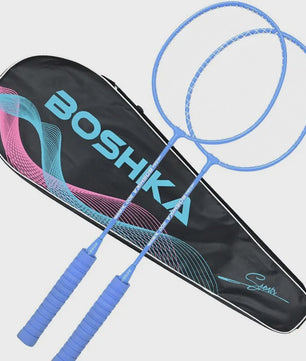 Set van 2 Badmintonrackets Blauw - Macaron Kleur, Foam Grip, Ideaal voor Beginners & Volwassenen