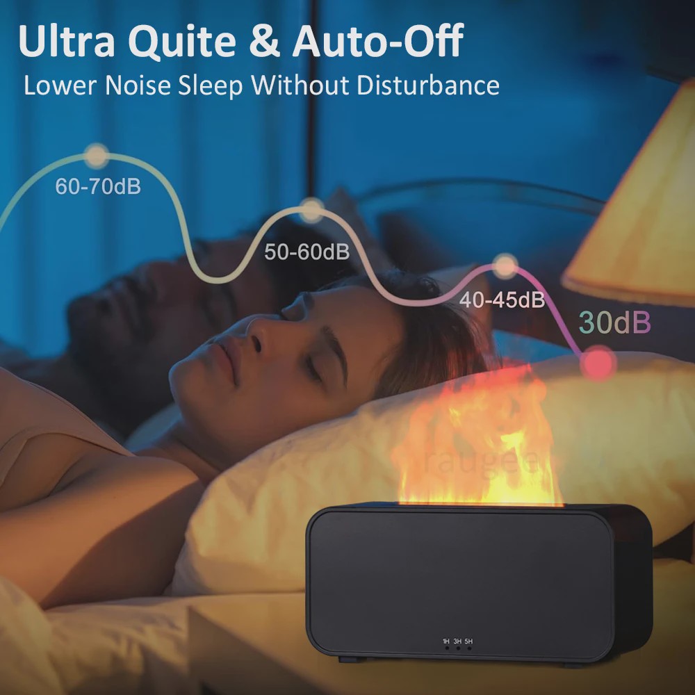 Vlam Luchtbevochtiger & Aroma Diffuser met LED Verlichting - Sfeervol en Rustgevend