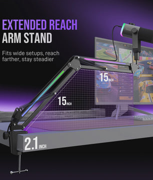 FIFINE AM8PROT Gaming Microfoon Kit met Boom Arm - Dynamische XLR/USB Streaming Microfoon met RGB, Mute & Mix Control