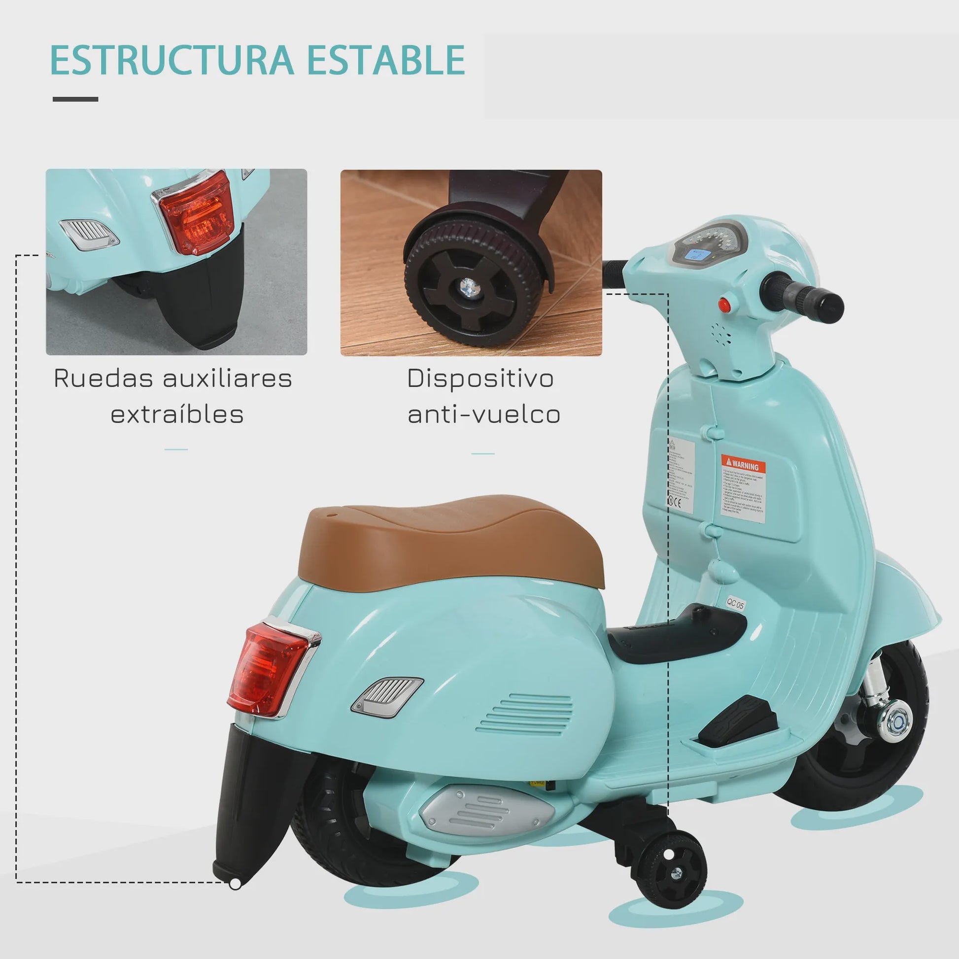 Elektrische Vespa Scooter voor Kinderen (18-36 maanden) - Met Verlichting en Claxon
