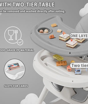 3-in-1 Baby Kinderstoel: Opvouwbaar, Draagbaar & Verstelbaar met Dubbele Plate