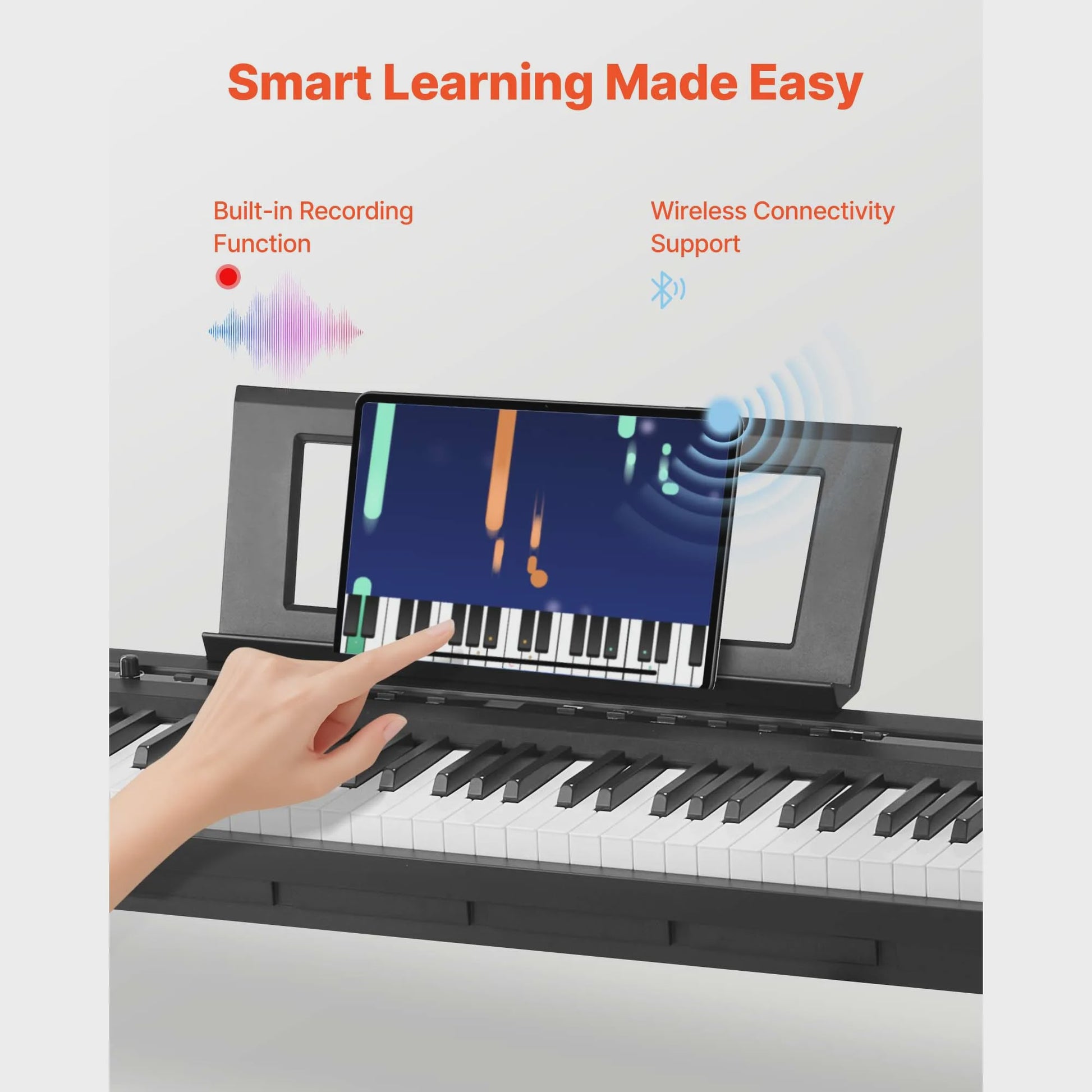 SucceBuy 88 Toetsen Digitaal Piano - Volledig Gewogen Toetsenbord met Draadloze Connectiviteit voor Beginners