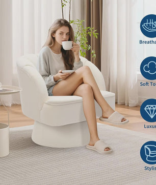 Draaibare Fluweel Lounge Fauteuil met 360° Rotatie - Comfortabele Leesstoel