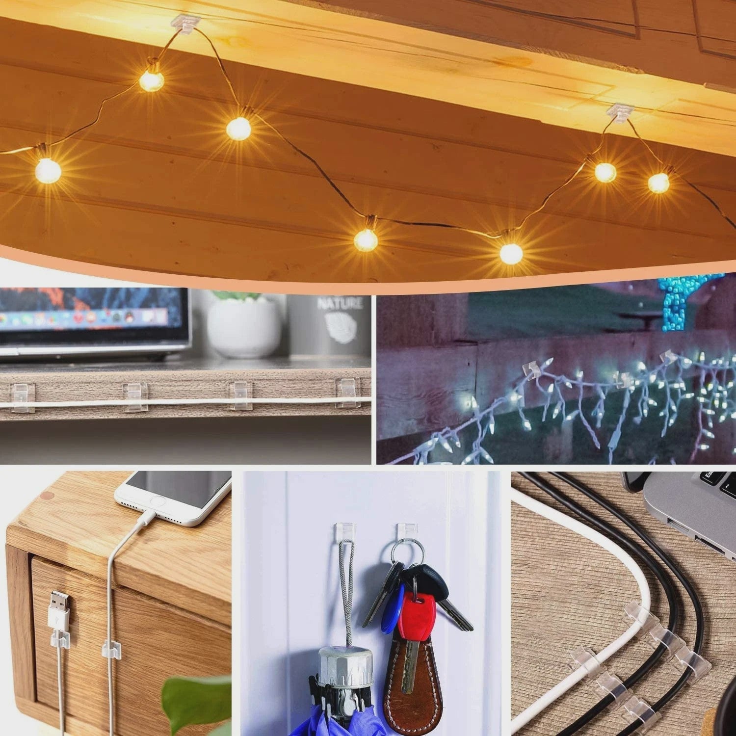 50 Stuks Kabel Organizer Clips - Kabelmanagement & Snoerhouder voor Bureau, Wandmontage & Opladen