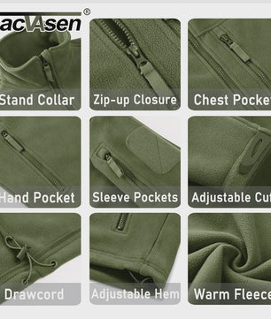 TACVASEN Heren Fleece Jas - Warm, Winddicht & Praktisch met Meerdere Zakken