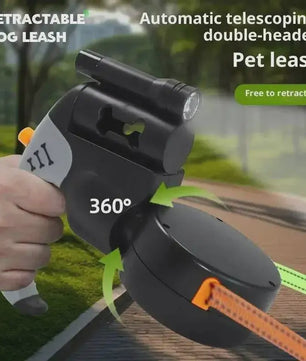 Automatische Dubbele Hondenlijn met LED-lamp en 3M Uittrekbaar Touw voor 2 Honden