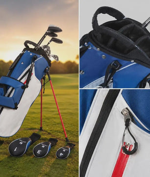 Complete Linkshandige Golfset met Grafiet Shafts en Standbag: 3 Woods, 5 Irons, Putter