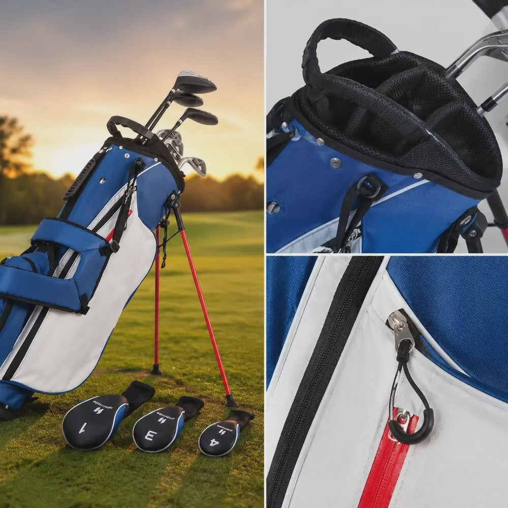 Complete Linkshandige Golfset met Grafiet Shafts en Standbag: 3 Woods, 5 Irons, Putter
