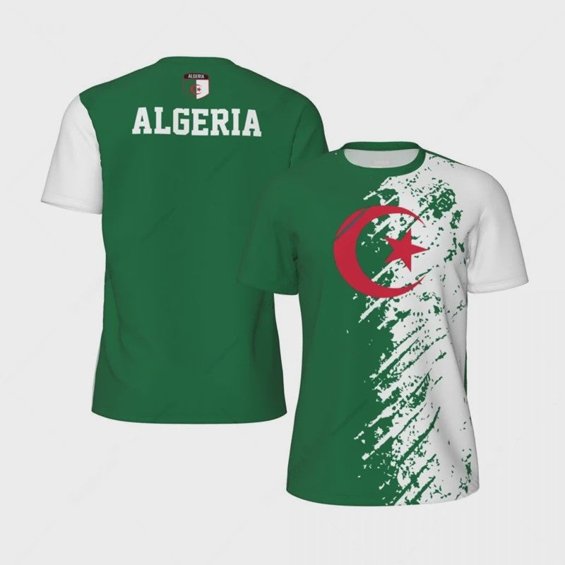 Algerije Vlag T-shirt Heren - Sport & Vrije Tijd met Nationaal Embleem