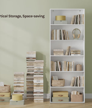 Stijlvolle Open Boekenkast met 6 Legborden - Ideaal voor Woonkamer, Kantoor of Studiekamer