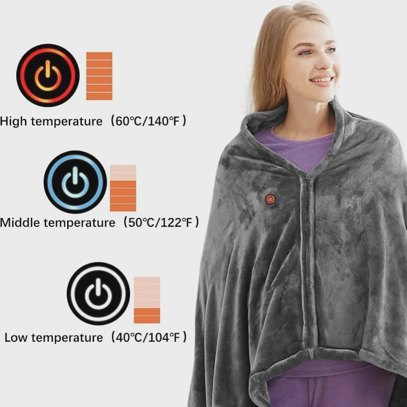 Elektrische Deken Draagbaar met USB - 3 Warmtestanden & Wasbaar
