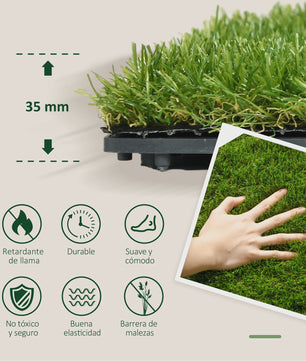 10x Kunstgras Tegels 30x30 cm - 25 mm Grashoogte - Groen