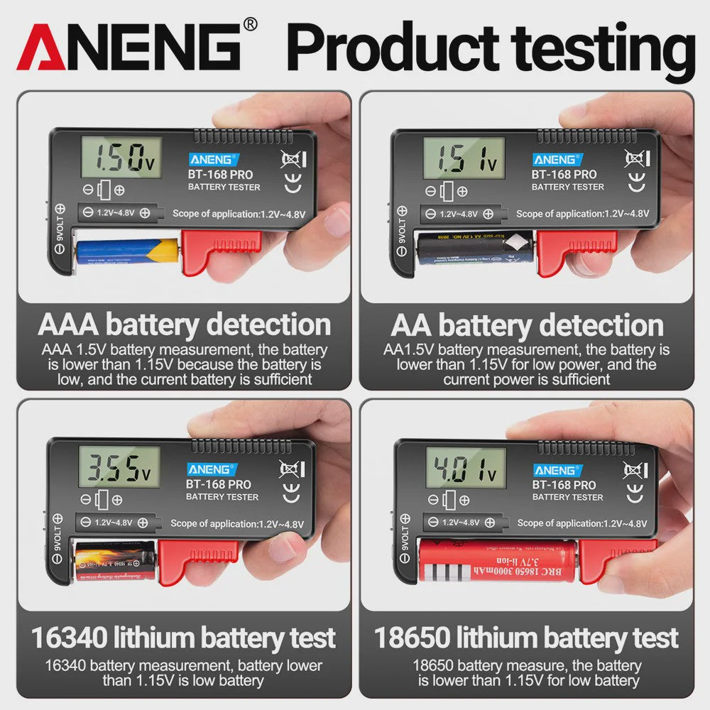 ANENG BT-168 PRO Digitale Batterij Tester - Universeel & Compact