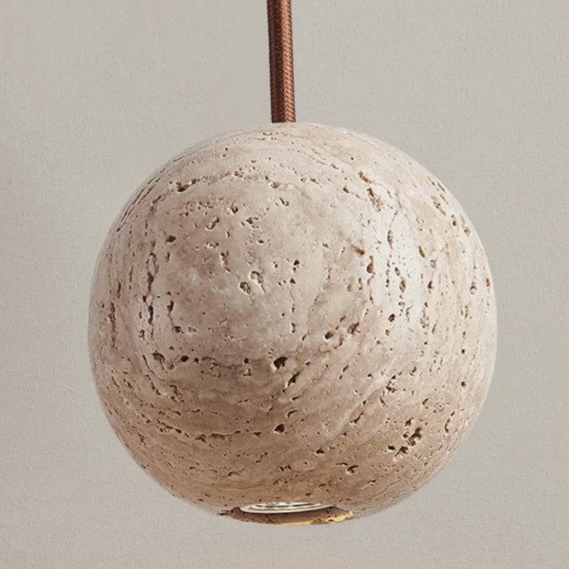 SediaXL LED Hanglamp Travertin Geel Rond - Scandinavisch Design voor Slaapkamer & Nachtkastje