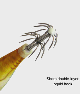 14-delige Set Vis Lures: Luminous Octopus & Inktvis Jigs met Dubbele Haken