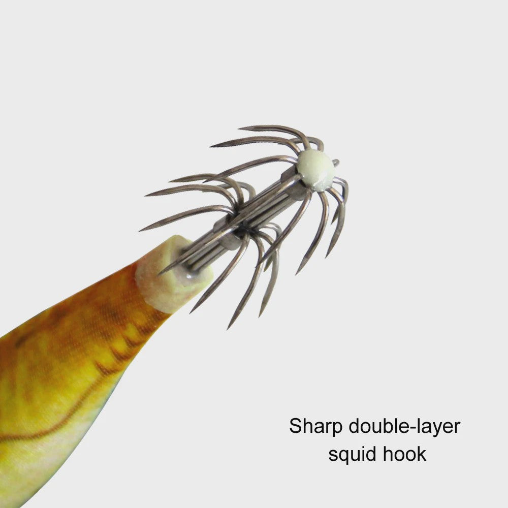 14-delige Set Vis Lures: Luminous Octopus & Inktvis Jigs met Dubbele Haken