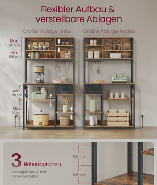 VASAGLE Keukenrek met Stopcontacten - 40x100x180.4 cm - Bruin