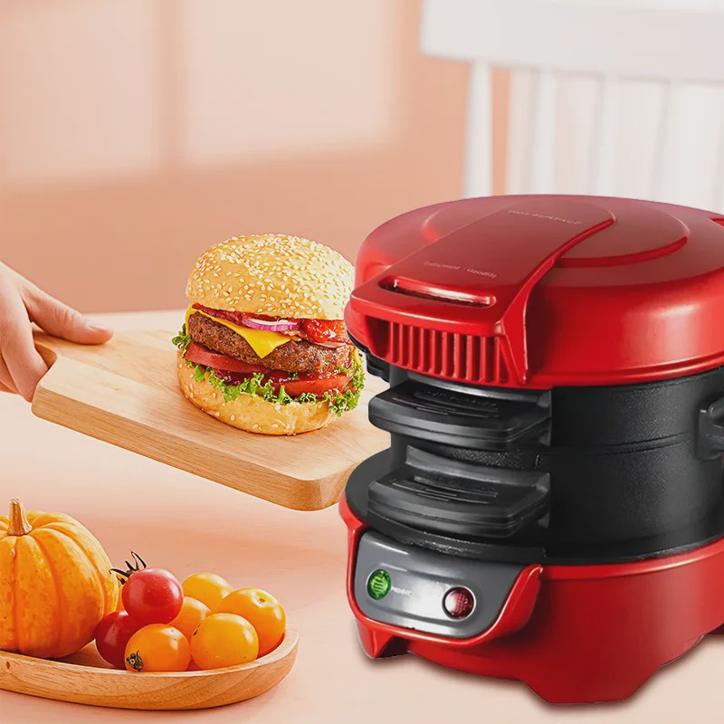 Compacte Ontbijt Sandwich Maker: Maak Snel Hamburgers, Omeletten & Meer