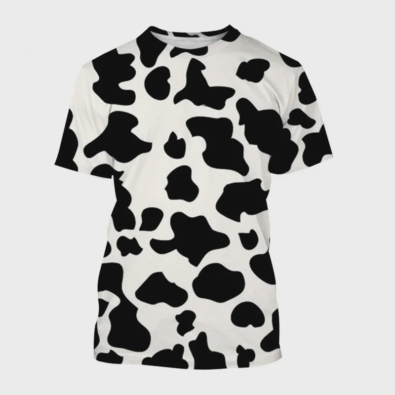 3D Print T-shirt met Koeienprint - Unisex Harajuku Stijl Casual Korte Mouw