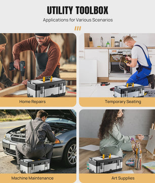 Robuuste Dubbellaags Gereedschapskist - RVS & Kunststof - 40cm - Anti-Val - Voor Elektricien & Auto Reparatie