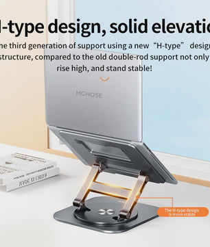 Draaibare Laptopstandaard 360° - Verstelbare Aluminium Bureauhouder voor 9.7-17.3 inch Laptops