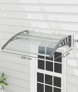 Outsunny Transparante Polycarbonaat Deur- en Raamoverkapping 100x75x23 cm