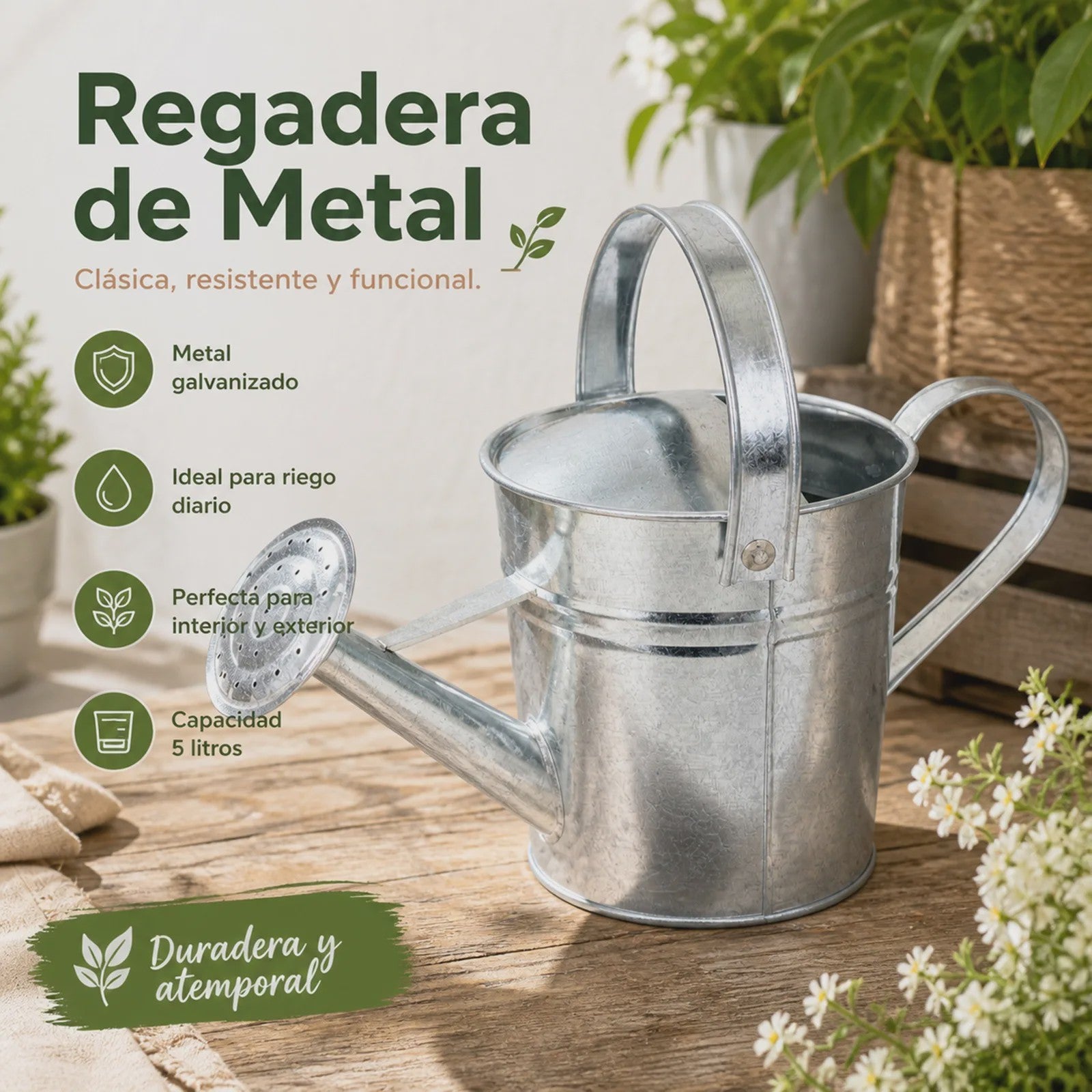 Vintage Gietijzeren Gieter - 2.3L & 5L - Roestvrij & Stijlvol voor Binnen & Buiten Tuinplanten