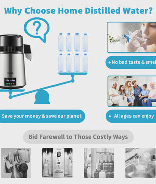4L Water Distilleerder met Touchscreen - Zuiver en Verfrissend Drinkwater