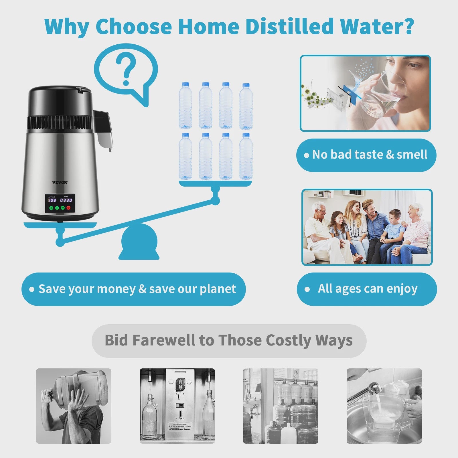 4L Water Distilleerder met Touchscreen - Zuiver en Verfrissend Drinkwater