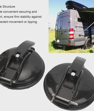 Zware Zuignappen Zwart - Set van 1, 2 of 4 - Voor Luifels, Tentschermen & Camper