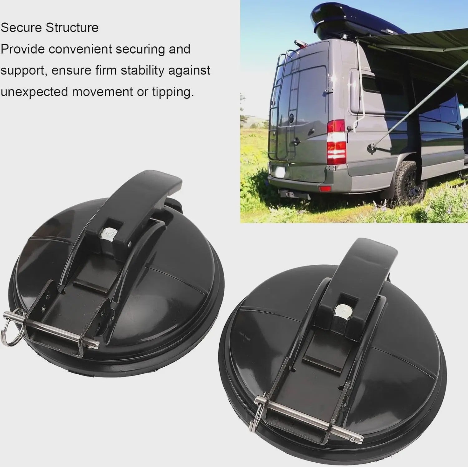 Zware Zuignappen Zwart - Set van 1, 2 of 4 - Voor Luifels, Tentschermen & Camper