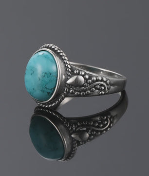 S925 Zilveren Ring met Ovaal Natuurlijke Turkoois - Fijne Sieraden voor Dames en Heren