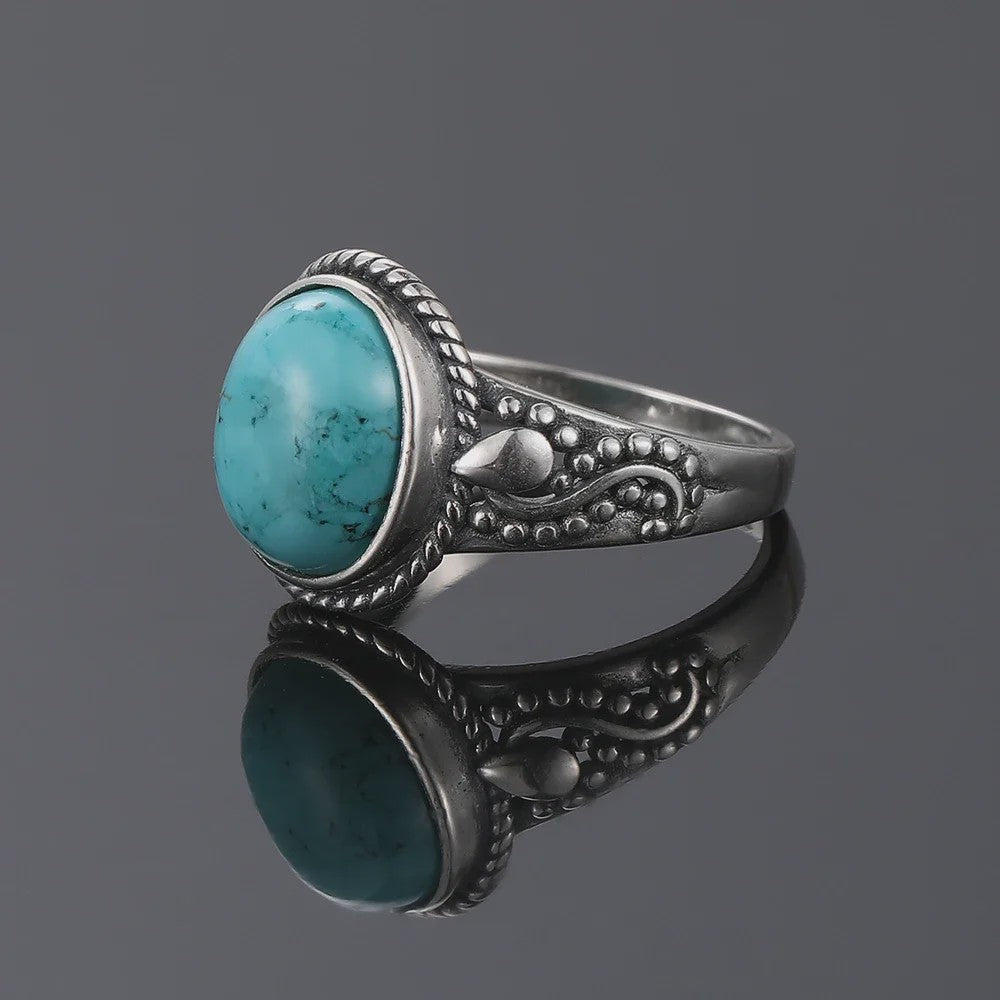 S925 Zilveren Ring met Ovaal Natuurlijke Turkoois - Fijne Sieraden voor Dames en Heren