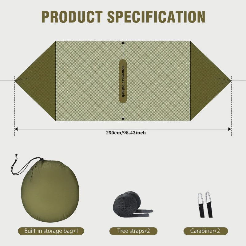 2-in-1 Camping Hangmat met Muggennet - Ultralicht Parachute Nylon