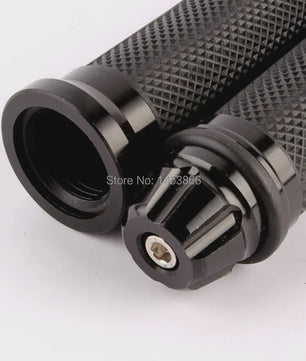 Zwarte Motor Handvatten 7/8'' (22mm) Universeel - Grips met Eindstukken voor Yamaha, Honda, Suzuki, Kawasaki