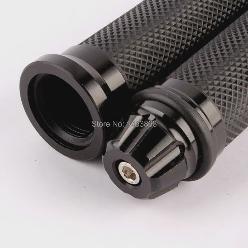 Zwarte Motor Handvatten 7/8'' (22mm) Universeel - Grips met Eindstukken voor Yamaha, Honda, Suzuki, Kawasaki