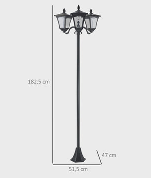 Outsunny Solar LED Tuinlamp met 3 Lampenkappen - H.182.5 cm - IP44