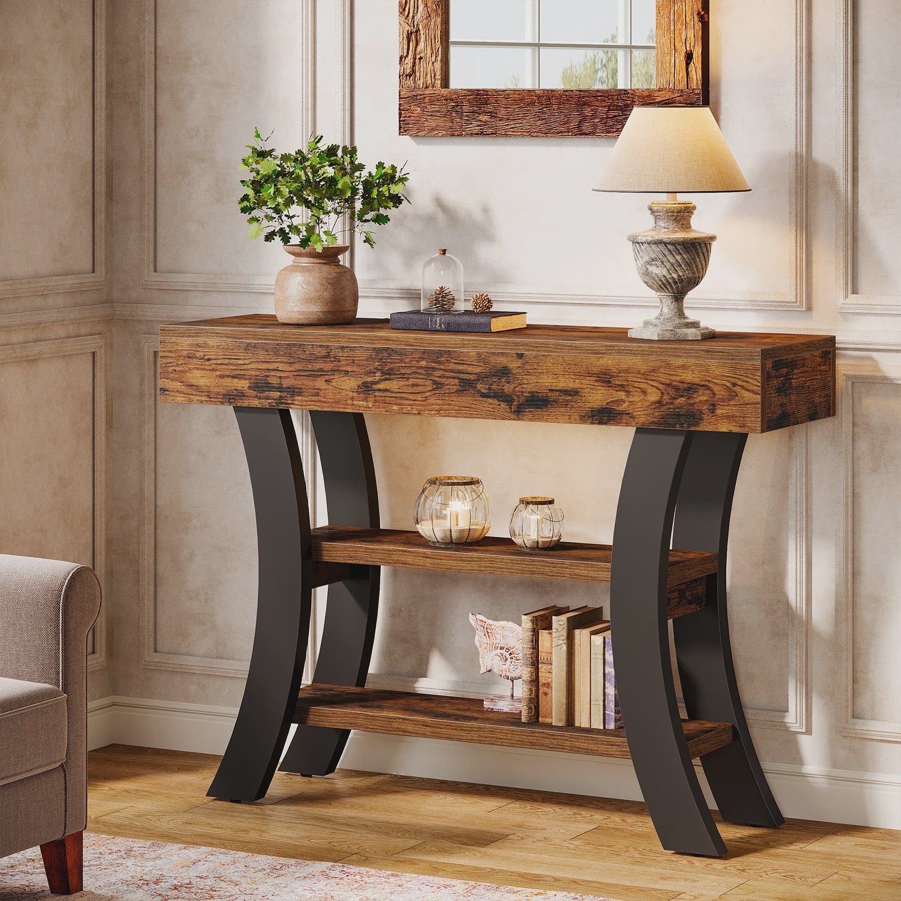 Rustieke Console Tafel met 3 Niveaus - Entree, Hal of Woonkamer