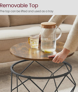 Set van 2 Ronde Salontafels - Modern Industrieel Design met Metalen Frame