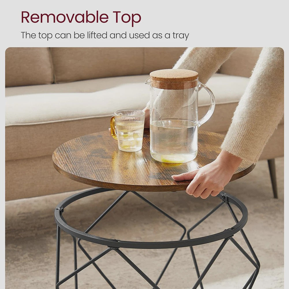 Set van 2 Ronde Salontafels - Modern Industrieel Design met Metalen Frame