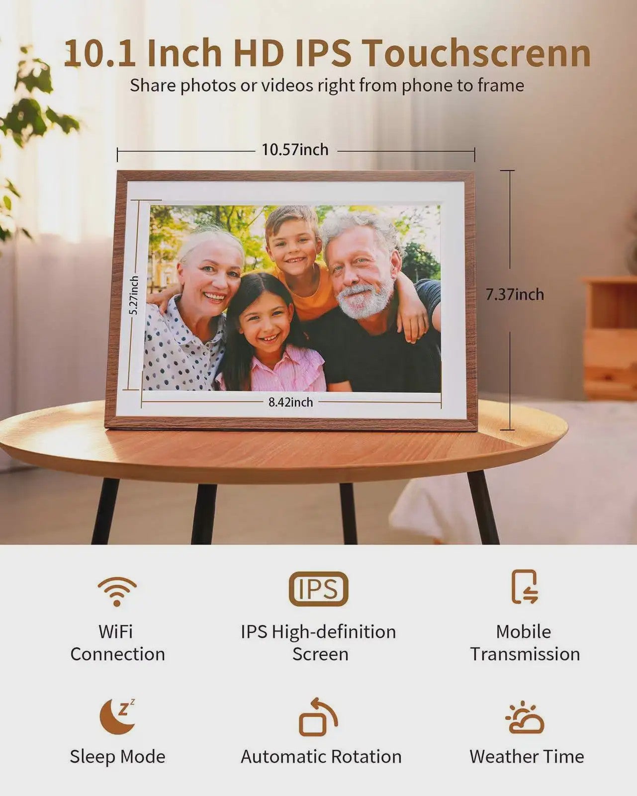 Frameo 10.1" HD WiFi Digitale Fotolijst - Cloud Smart, 32GB Opslag, IPS Touchscreen