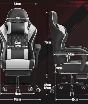 Ergonomische Gaming Stoel In Hoogte Verstelbaar met Massage Lendesteun en Voetensteun