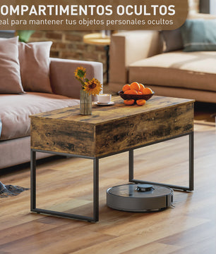 Verstelbare Salontafel met Schuifblad en Soft-Close Sluiting - Rustiek Bruin