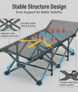 Draagbaar Klapbed: Geen Montage, 150KG Draagkracht, Ergonomisch Comfort, Ruimtebesparend Gastenbed voor Thuis, Kantoor & Camping