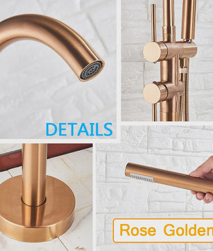 Vrijstaande Badkraan met Douchefunctie - Zwart, Chroom, Goud - Zwenkbare Uitloop & Warm/Koud Water Mixer